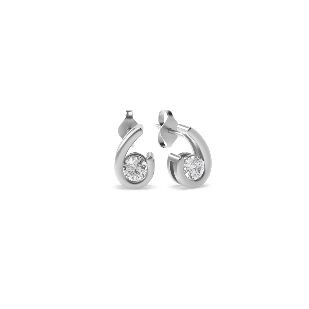 channel setting round diamond stud earrings