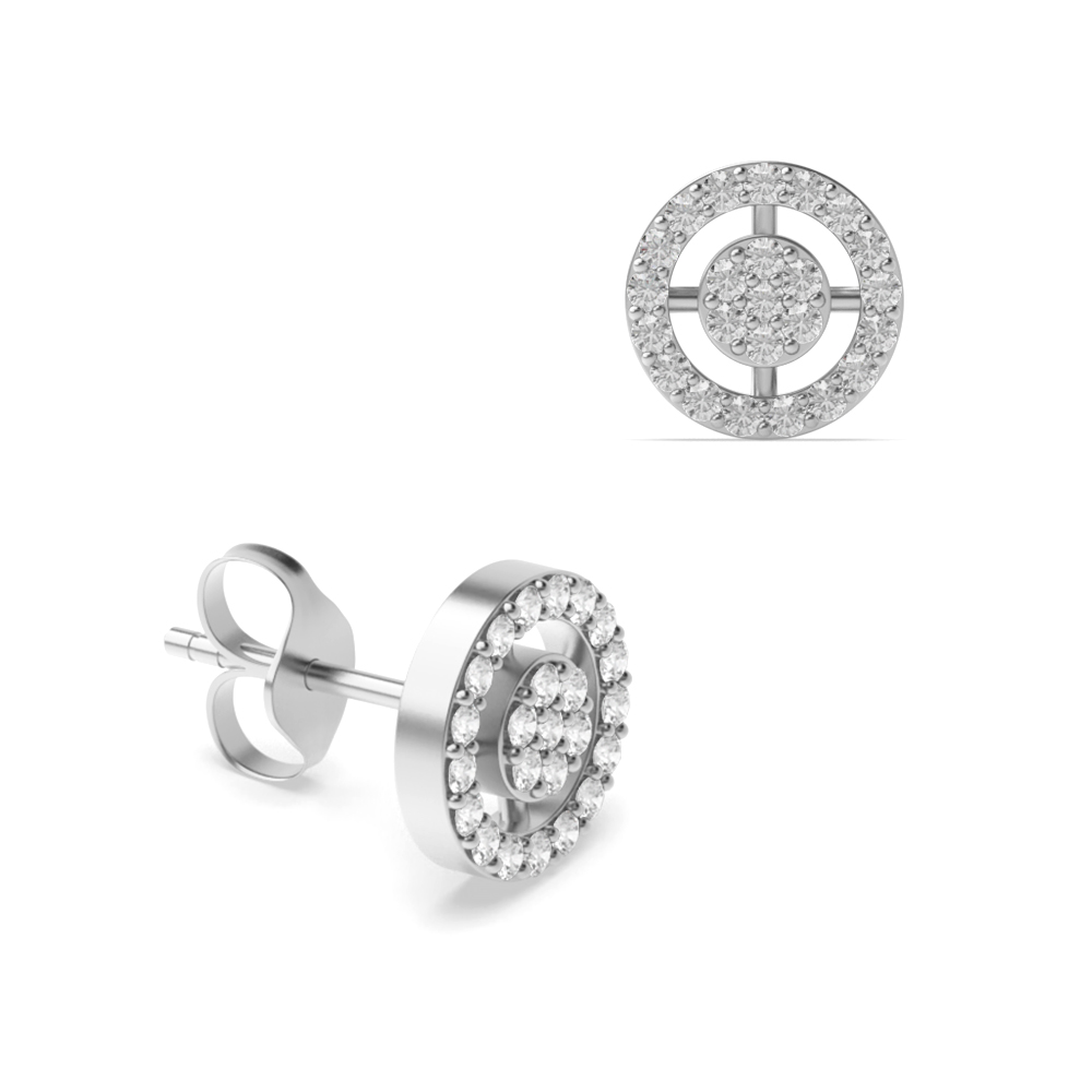 prong setting round diamond cluster earrings