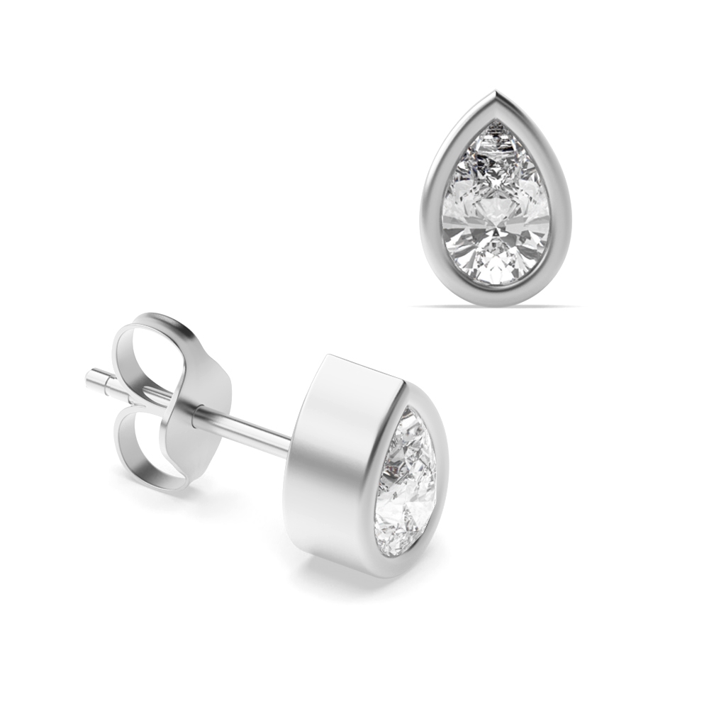 bezel setting pear shape diamond earrings