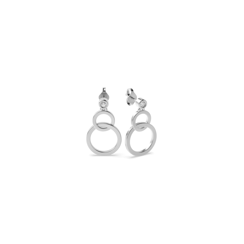 bezel setting round diamond earrings