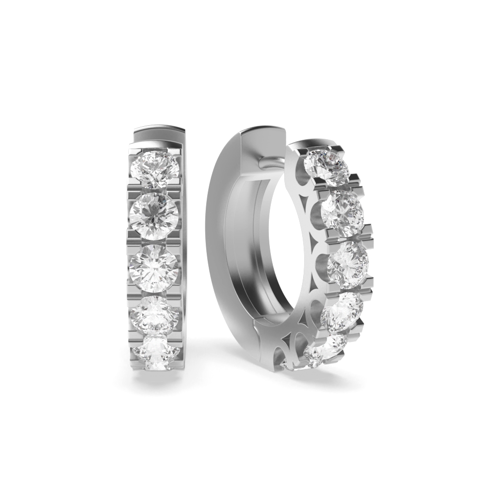 u prong settings round shape hoop diamond earring