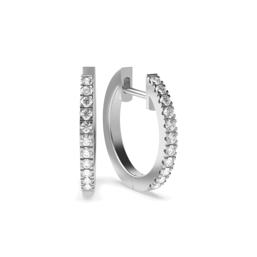 prong settings round shape hoop diamond earring