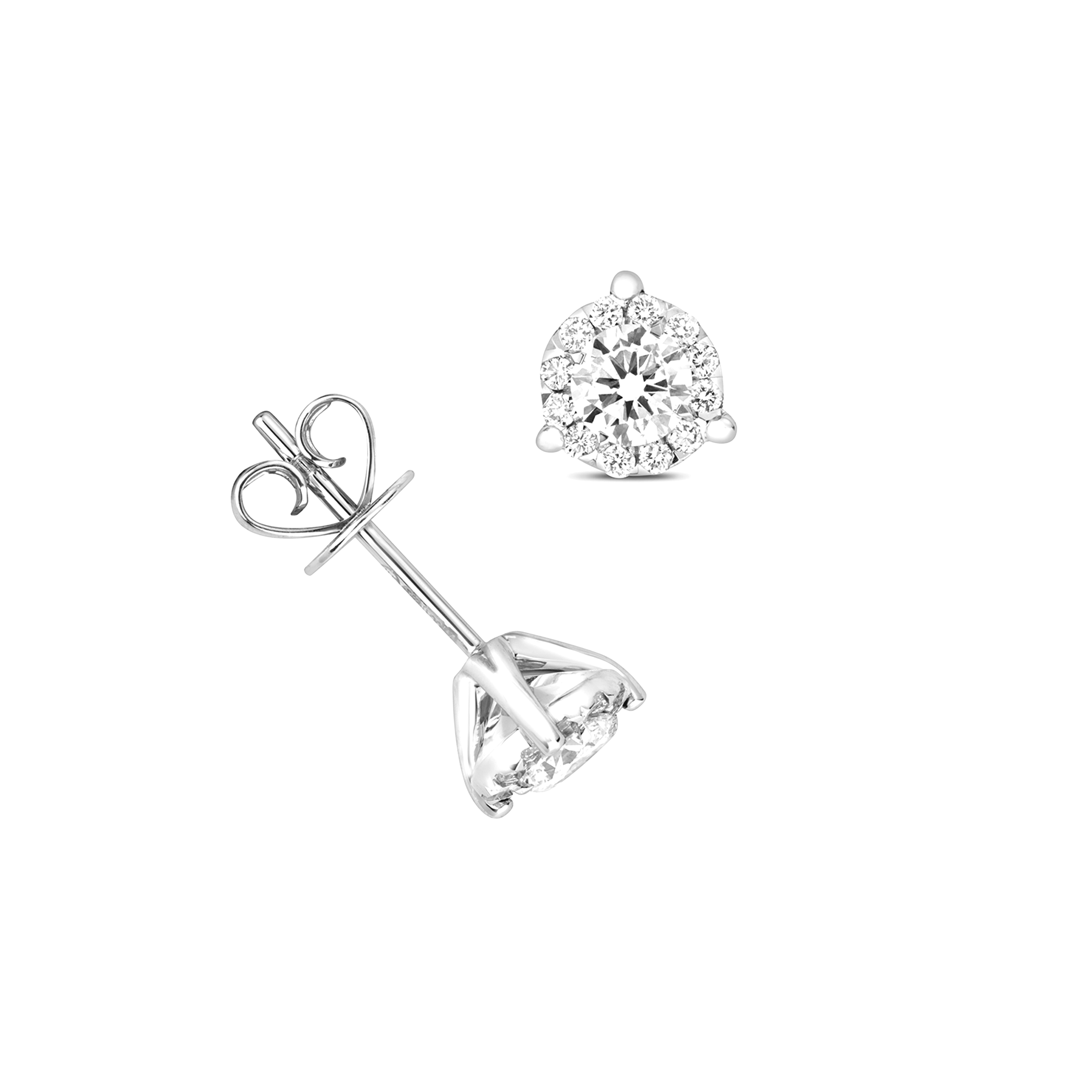 3 prong settings round shape stud earring