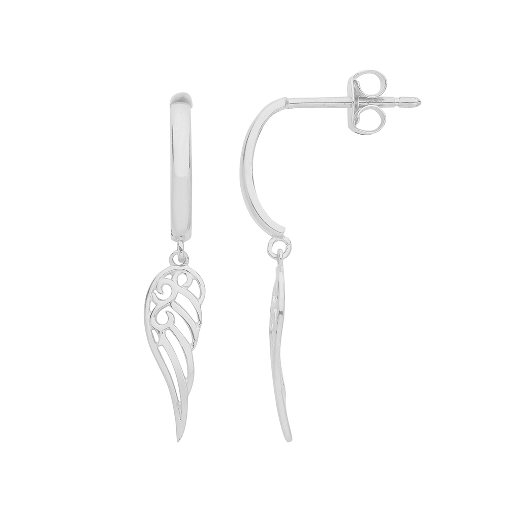 plain metal angel wings drop earring
