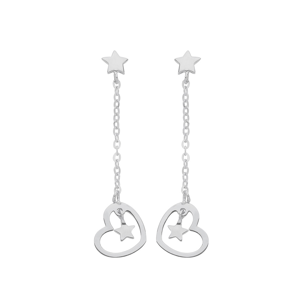 star and heart shape stud and dangle earring