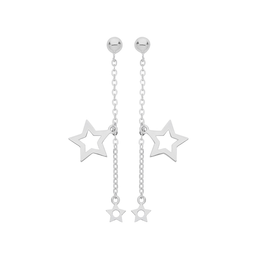 neutral face and star shape drop stud and dangle earring