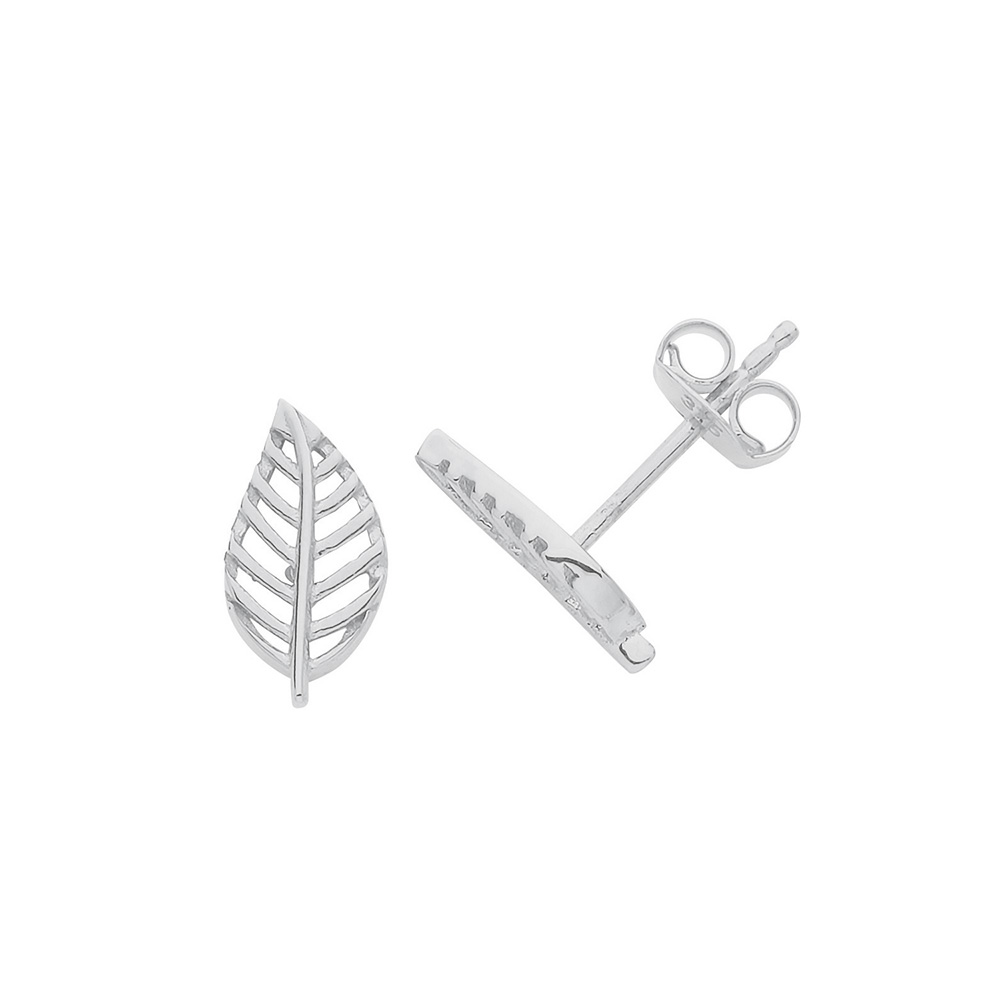 plain metal simple leaf design stud earring