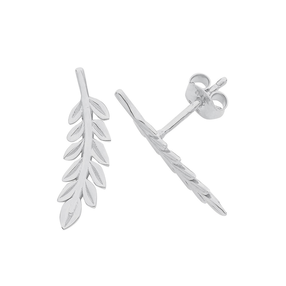 plain metal decent leaf shape stud earring