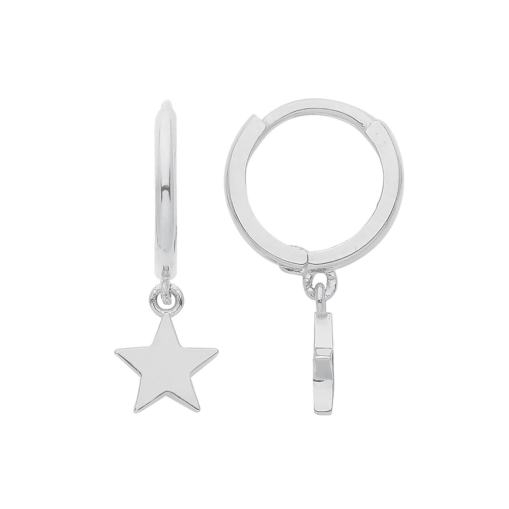 Plain metal stylish look star shape hoop earring