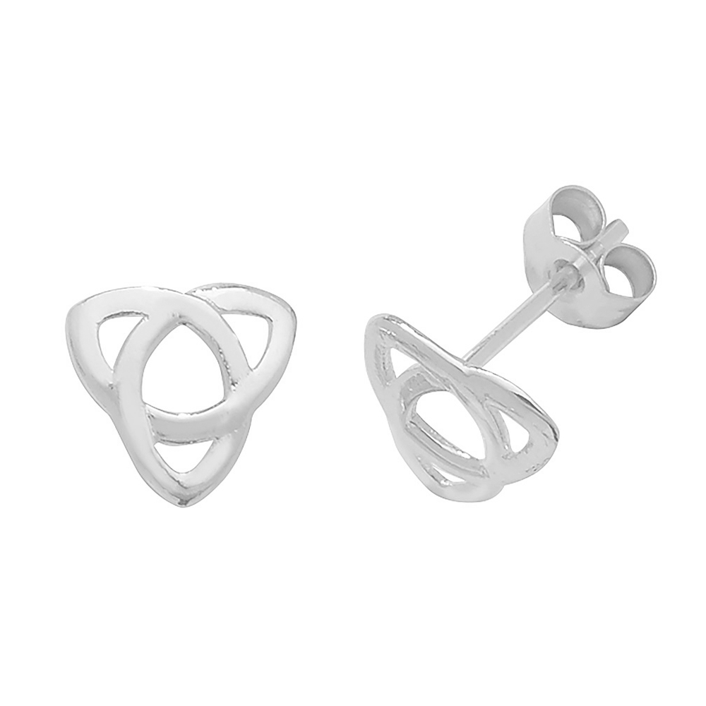 These sleek design with a trinity knot plain earrings