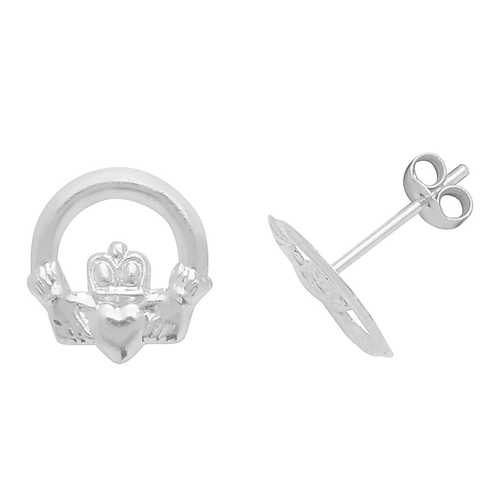 plain metal claddagh style stud earring