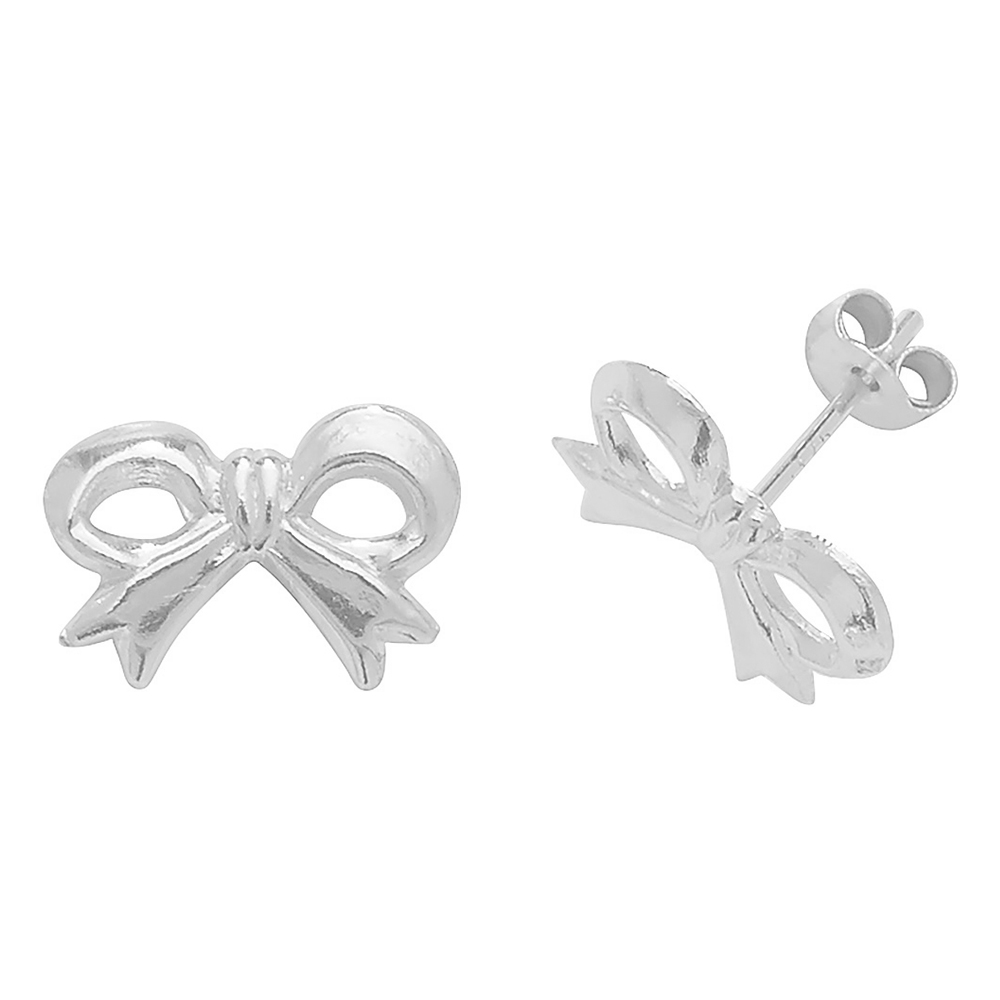 bow style plain metal stud earring