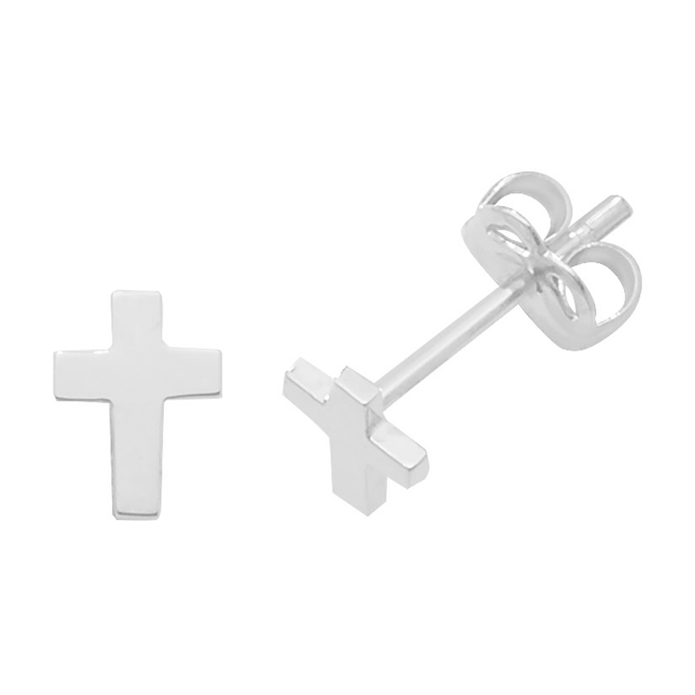 plain metal cross stud earring