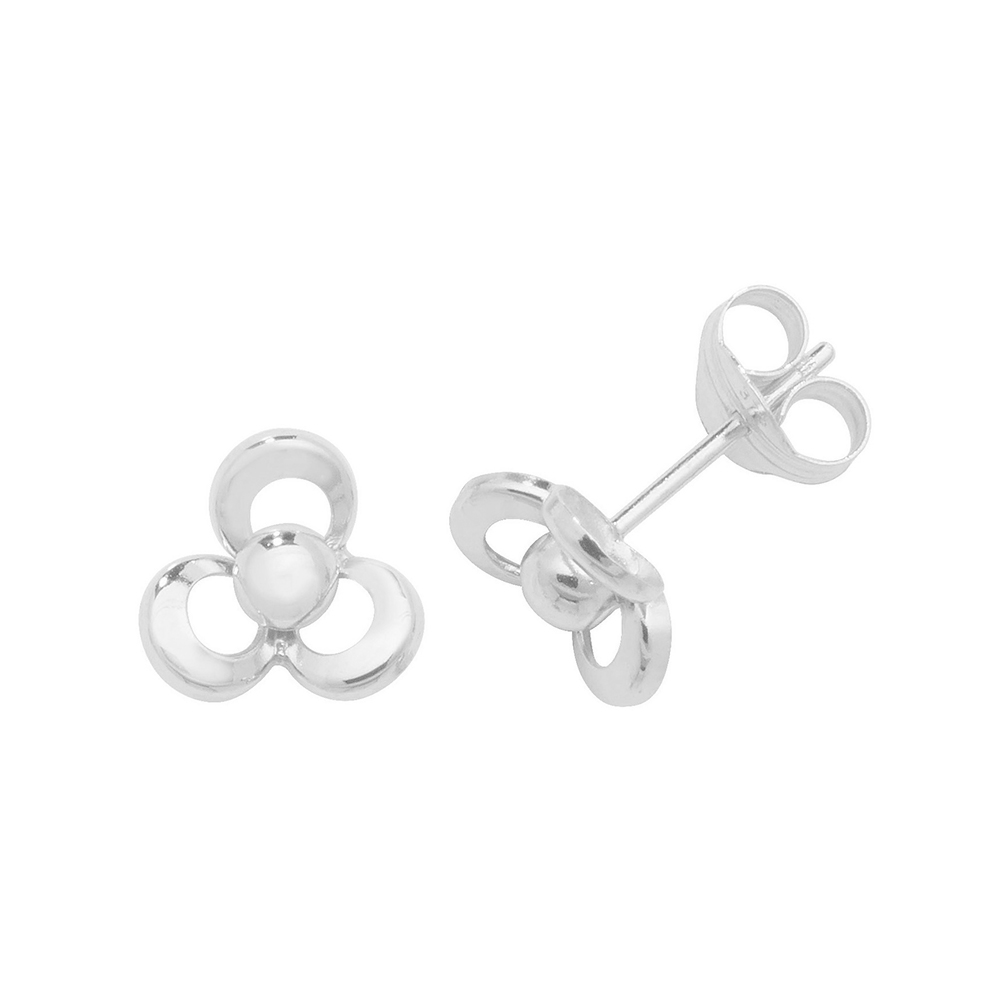 plain metal open flower style stud earring