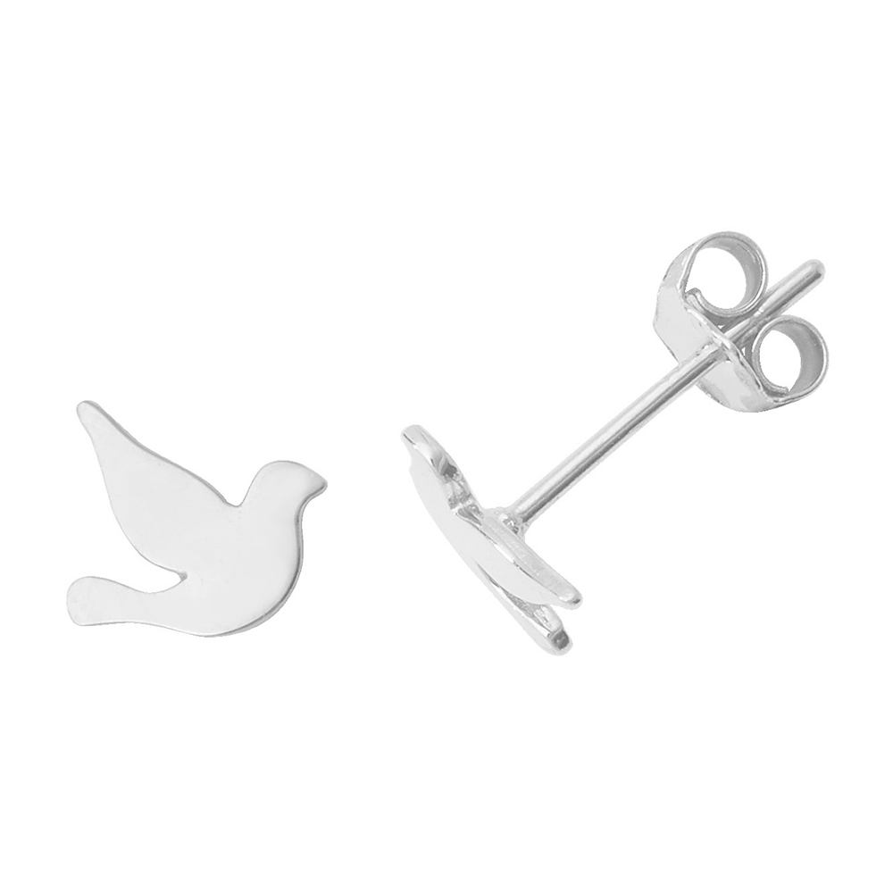 plain metal bird stud earring