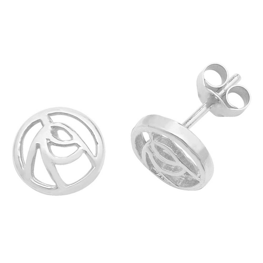 plain metal round shape stud earring