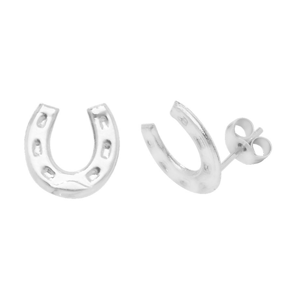 plain metal horseshoe stud earring
