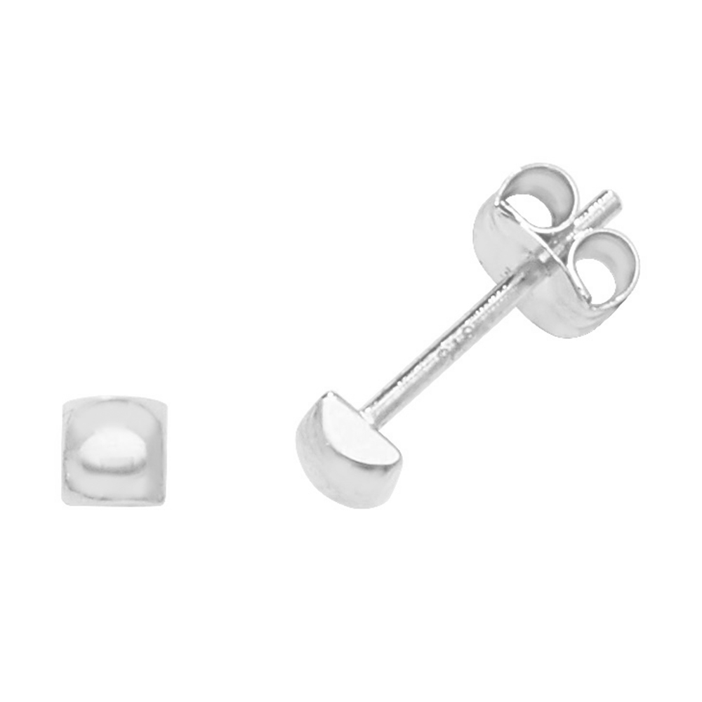 plain metal square dome stud earring