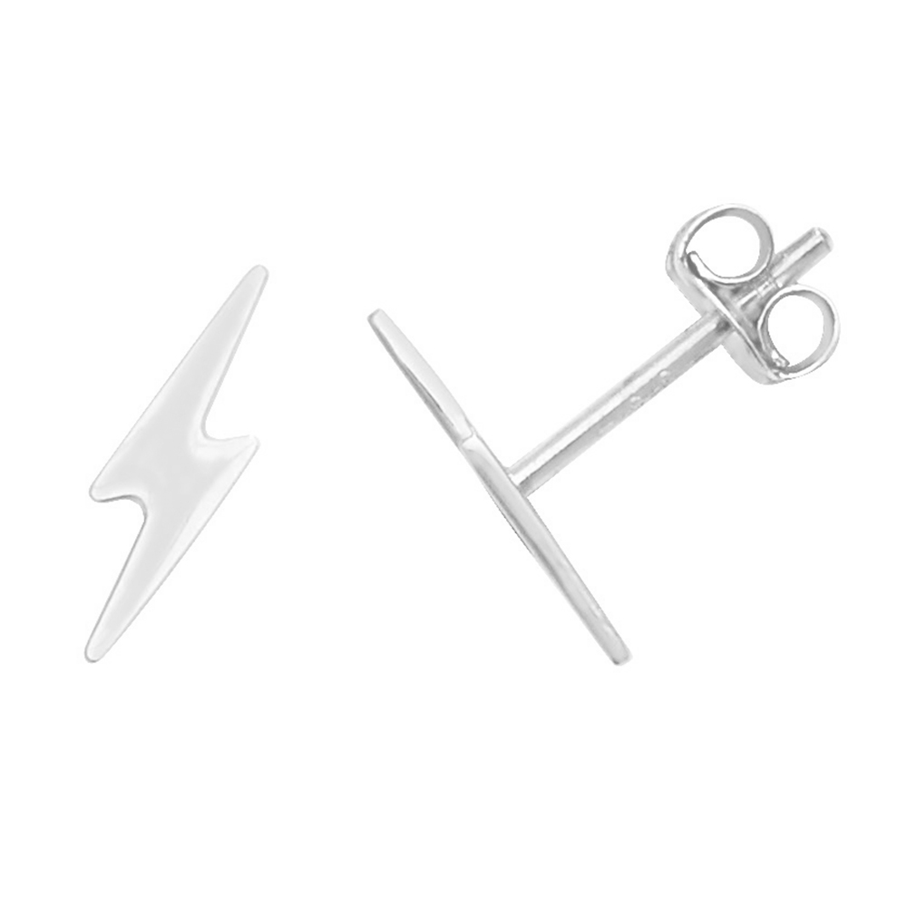 plain metal lightning stud earring