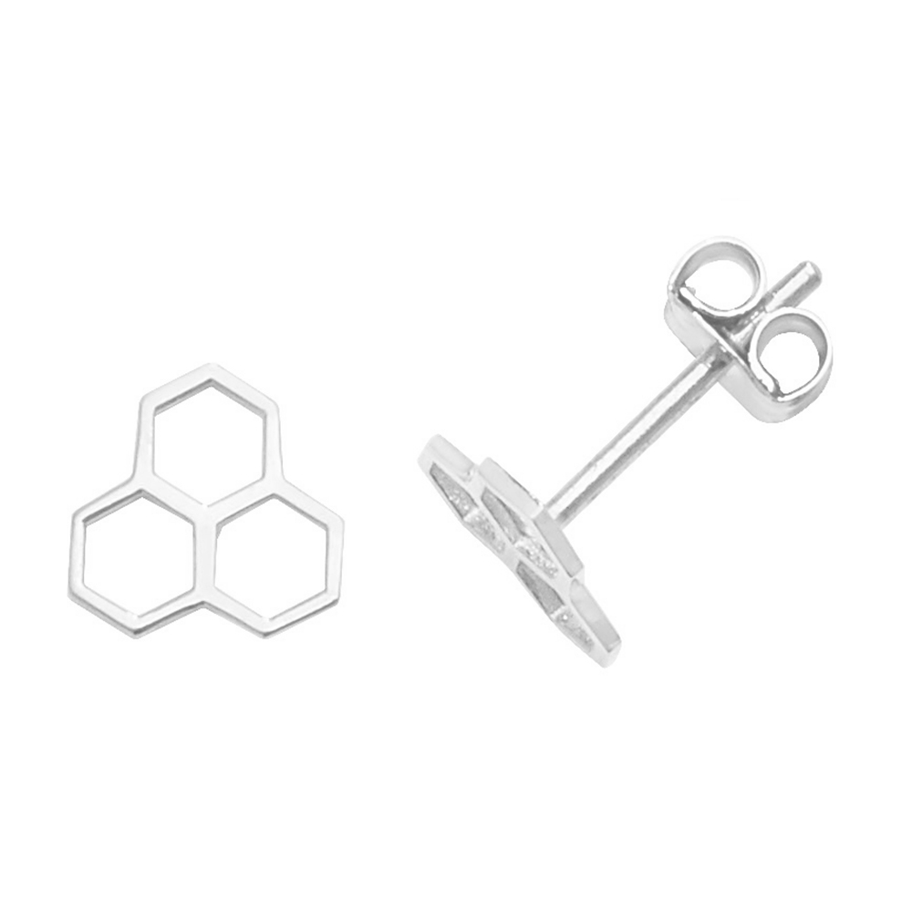 plain metal honeycomb stud earring