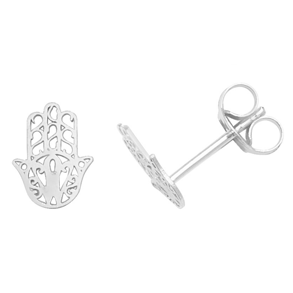 plain metal design on hamsa hand stud earring