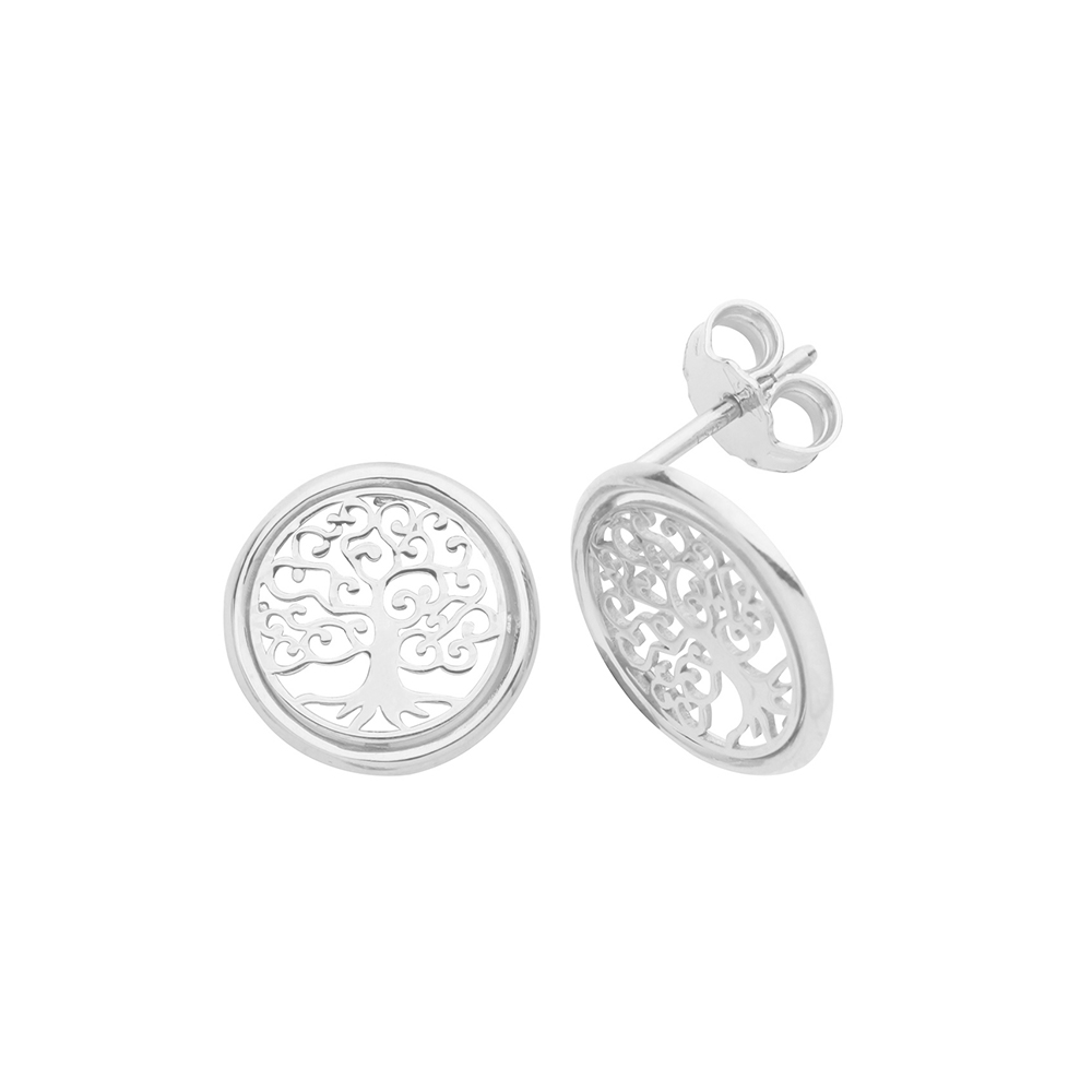 plain metal filigree tree of life stud earring