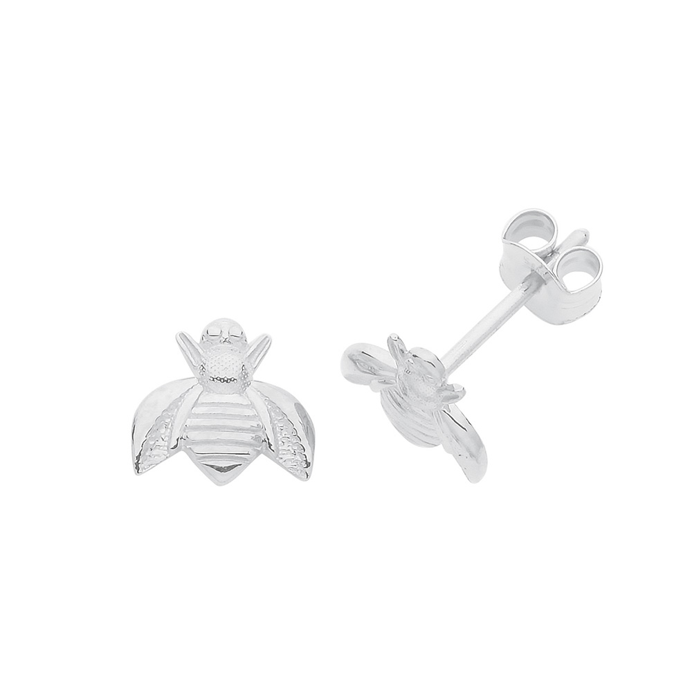 plain metal tiny bee stud earring