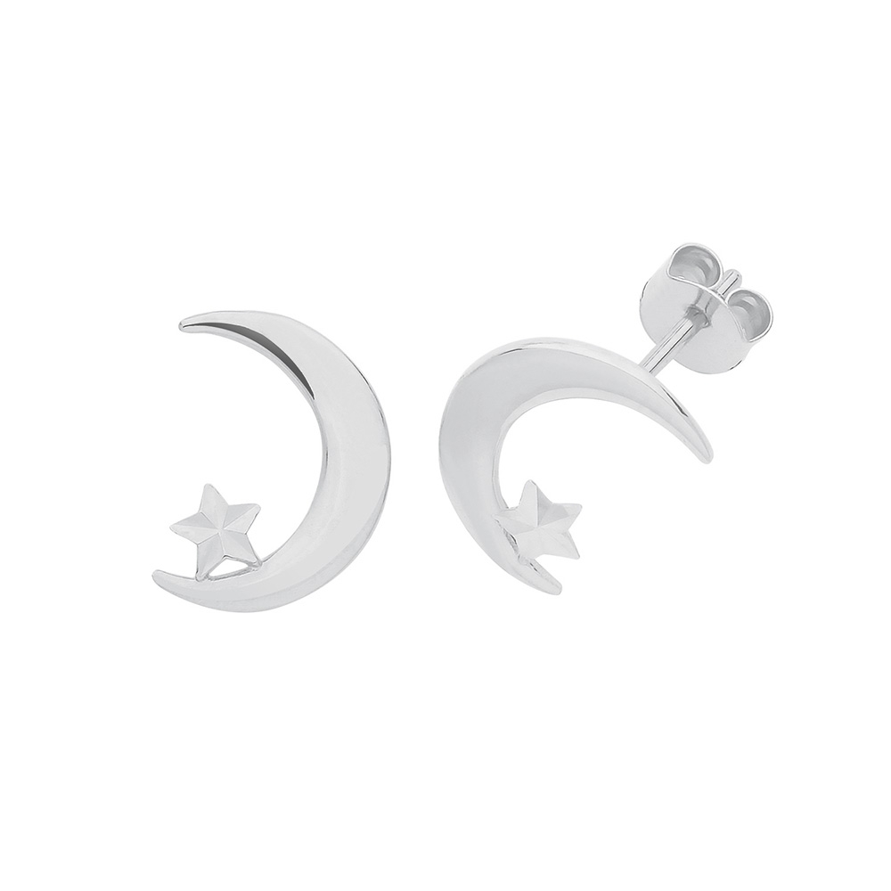 moon and star stud earring