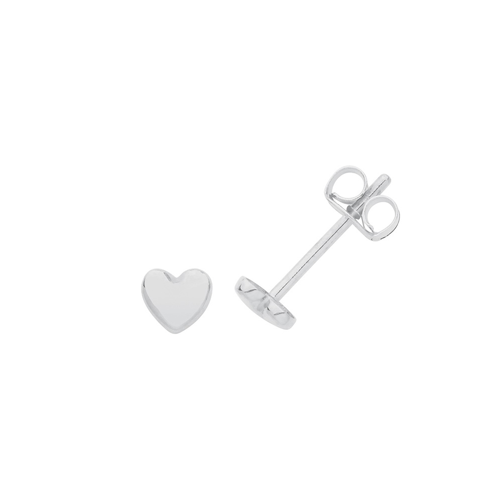 plain metal heart stud earring
