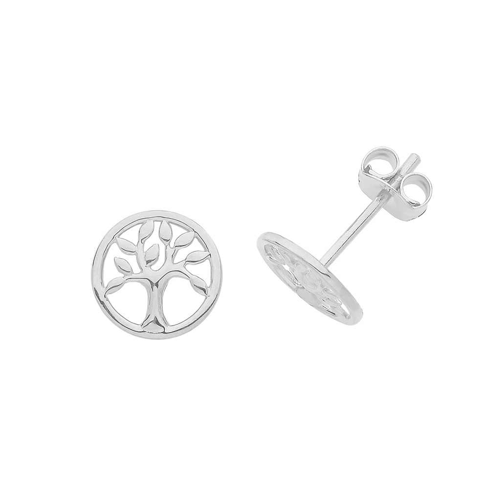plain gold tree stud earring
