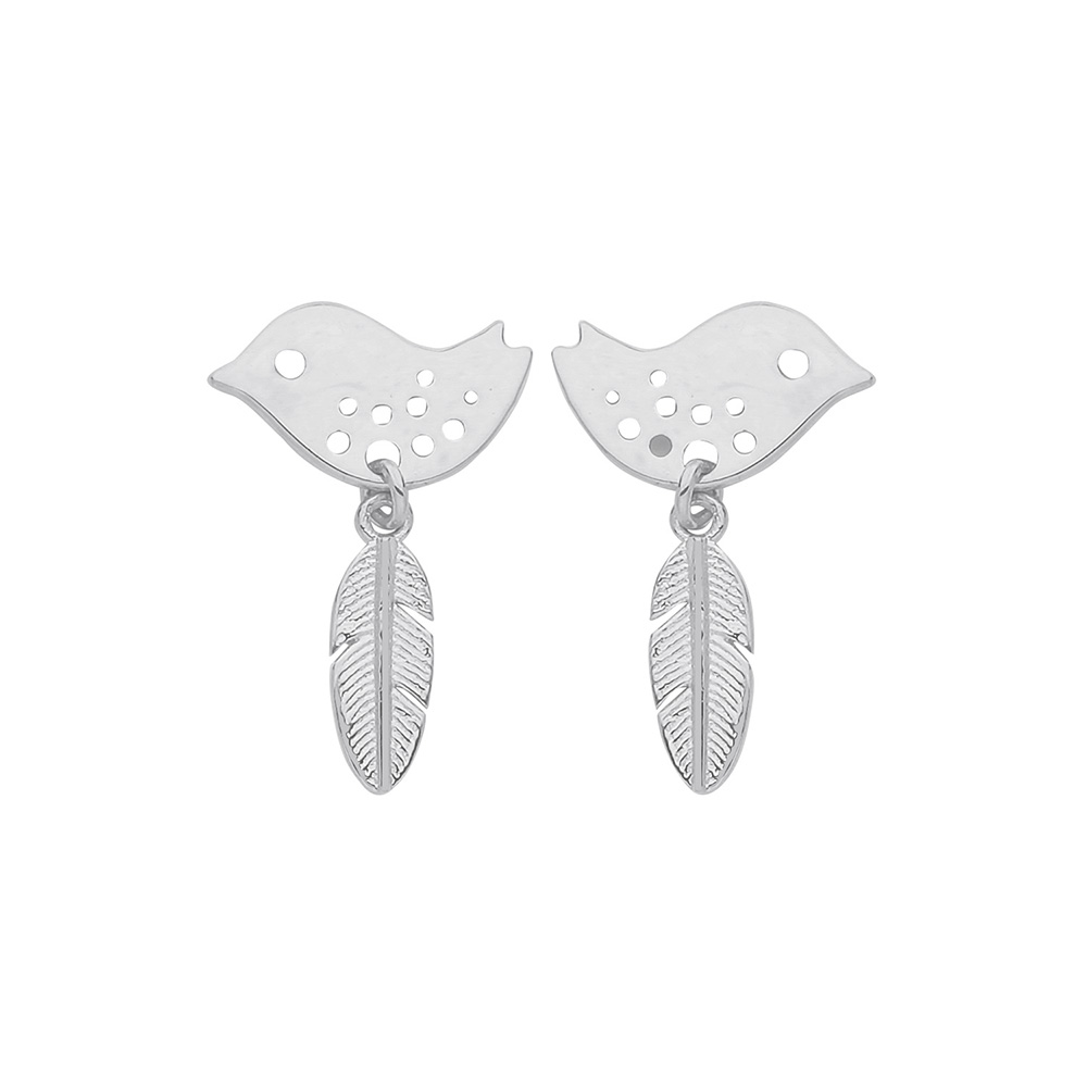 peace bird and feather stud earring