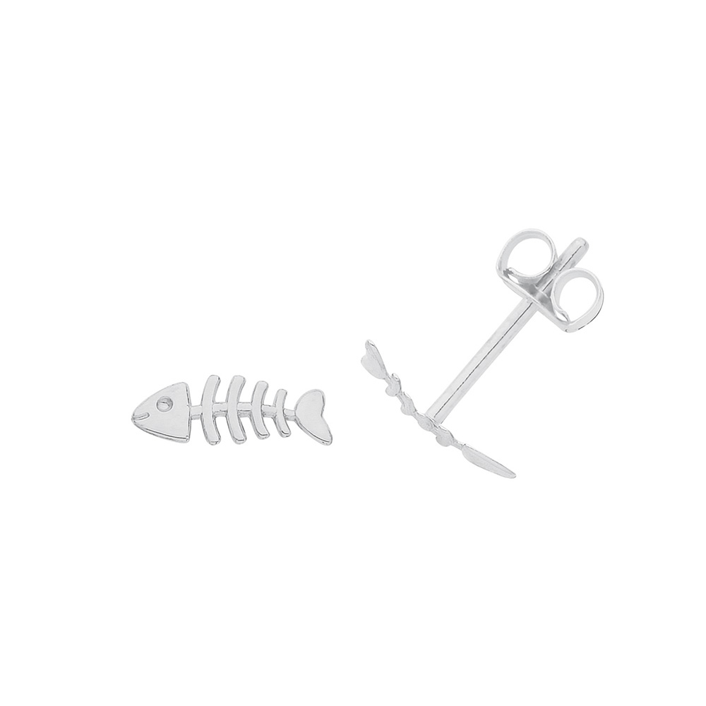 fish skeleton stud earring