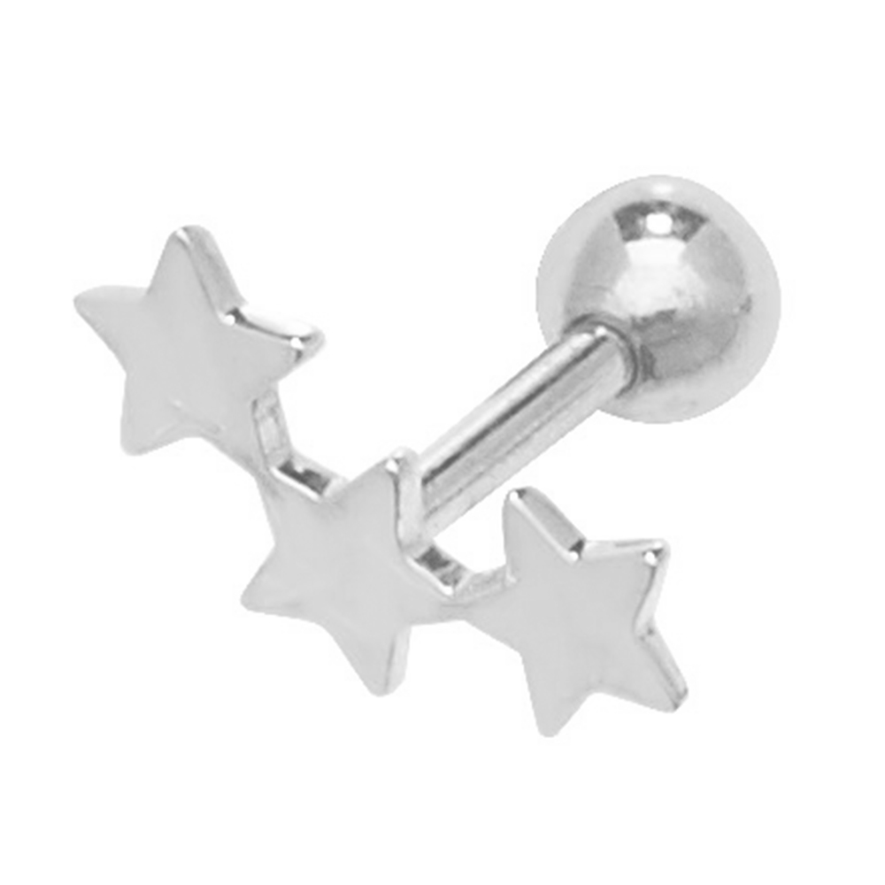 3 star plain metal stud earring