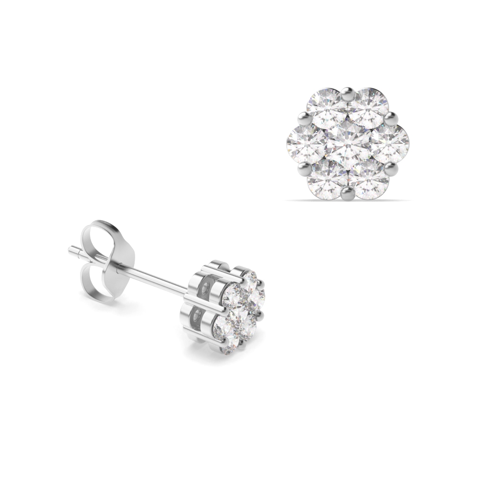 6 prong setting round shape diamond stud earring