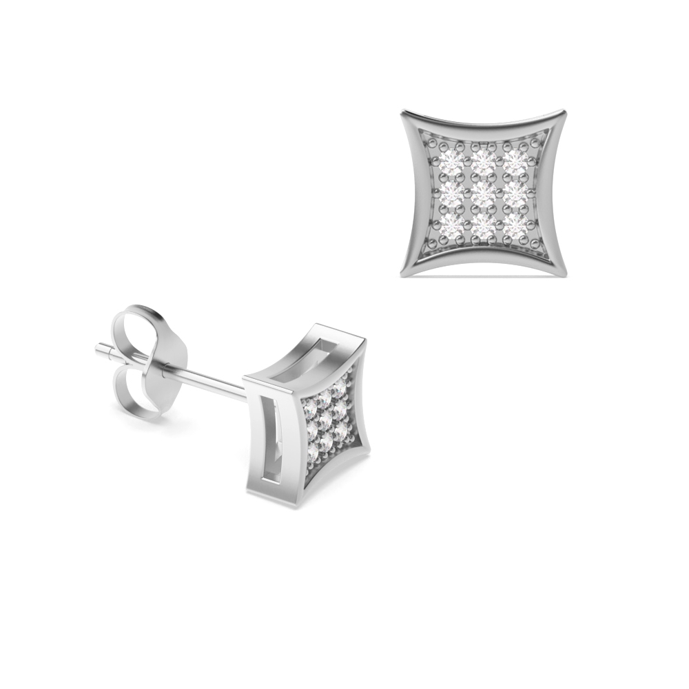 pave setting round shape diamond stud earring for mens and women(7 MM X 7 MM)
