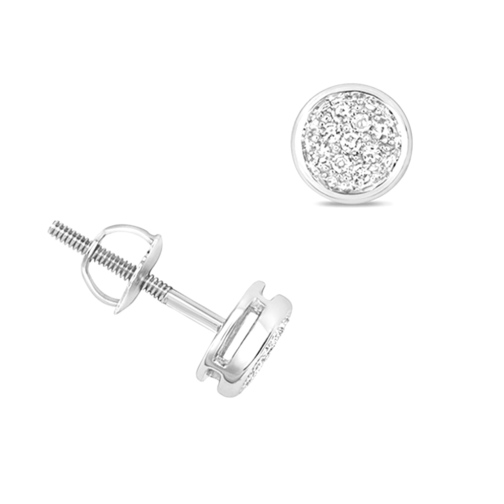 pave setting round shape diamond stud earring
