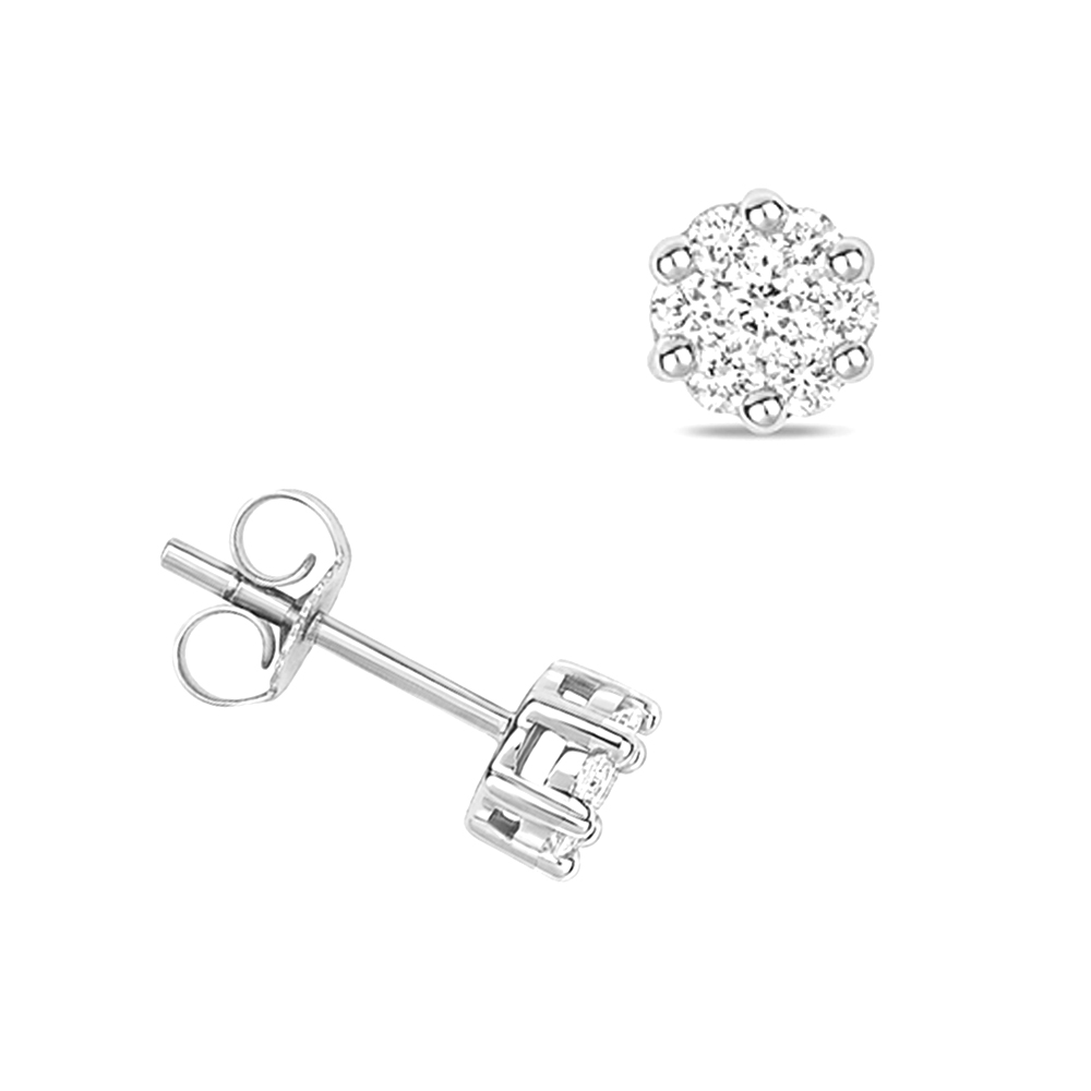prong setting round shape illusion plate diamond stud earring
