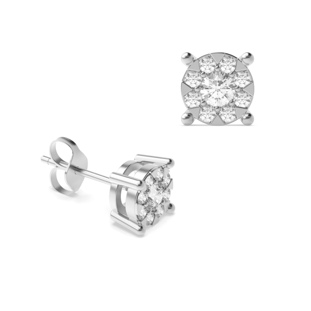 prong setting round shape diamond stud earring