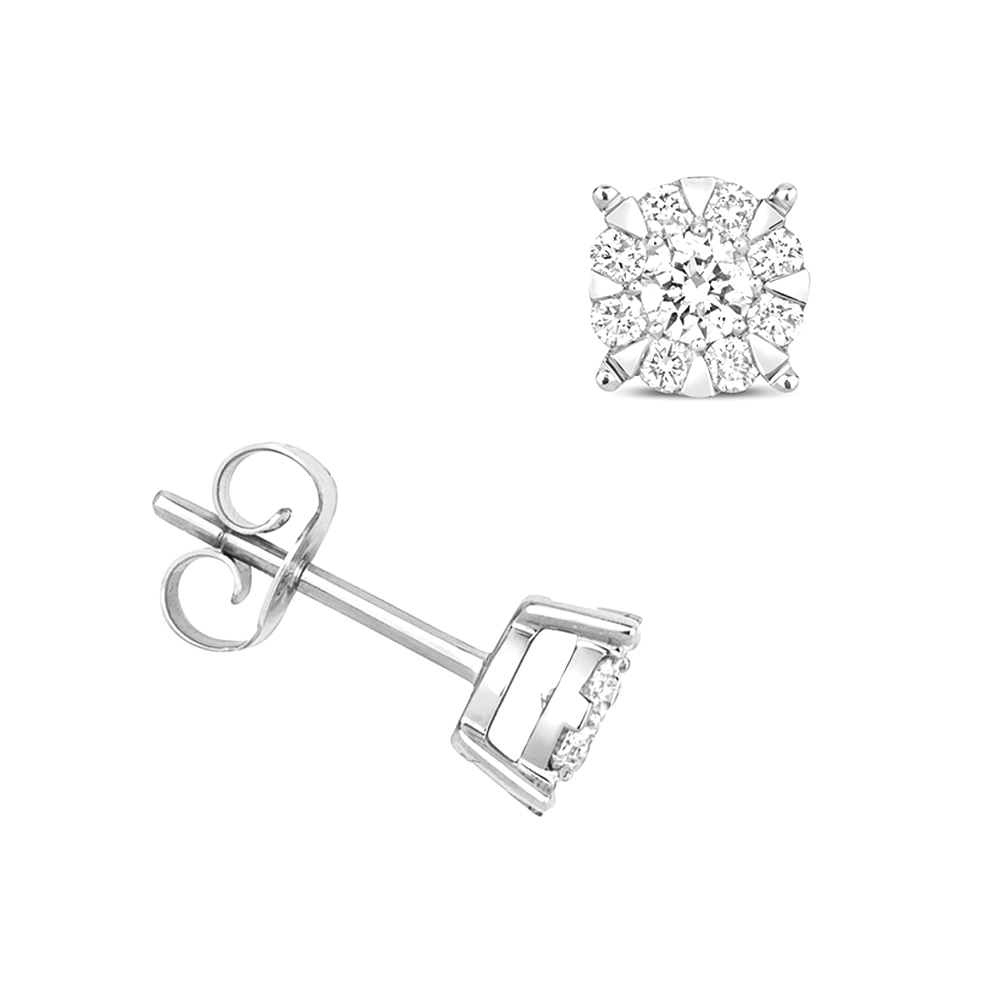 prong setting round shape diamond cluster stud earring