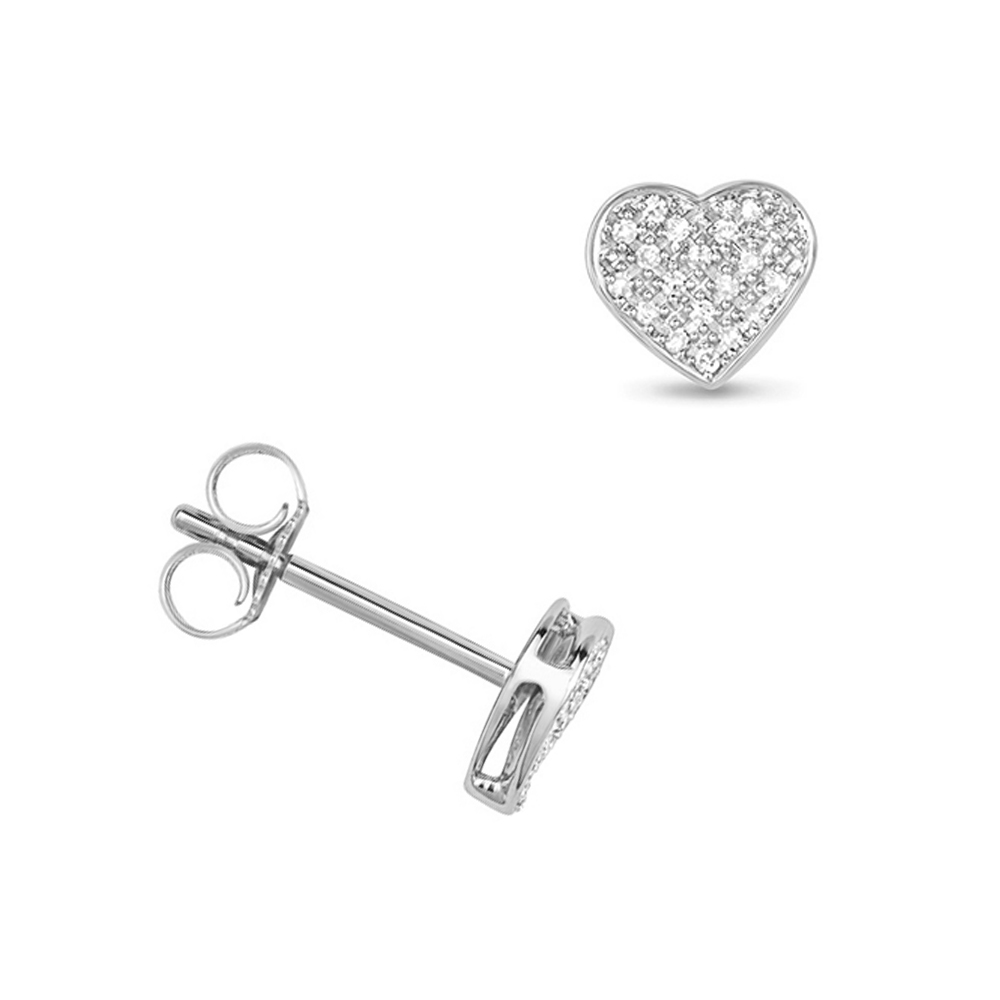 Heart Shaped Round Diamond Stud Earrings(7 MM X 7 MM)