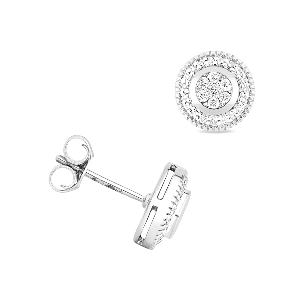 Buy Round Shape Diamond Cluster Stud Earring  - Abelini