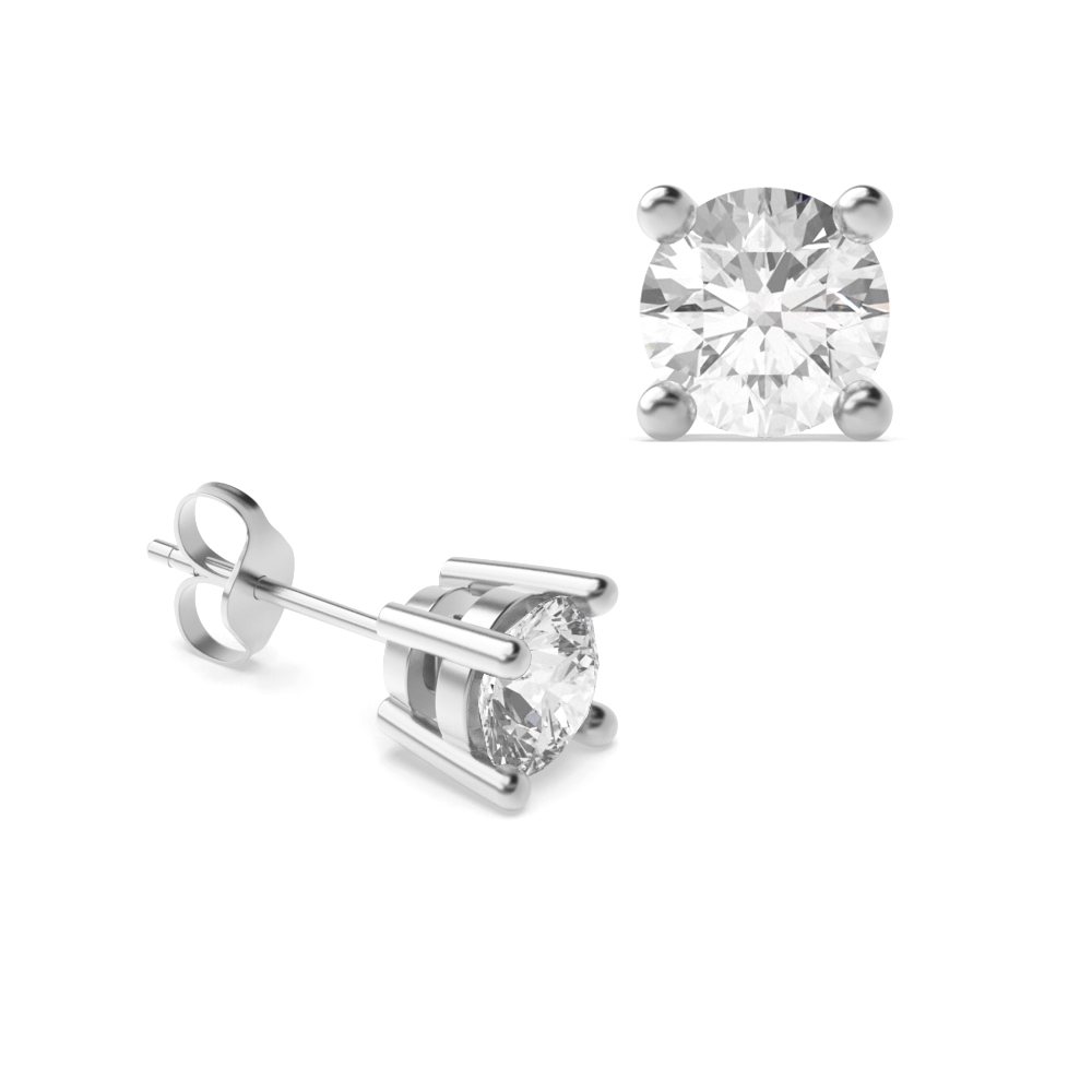 4 prong setting round shape diamond stud earring