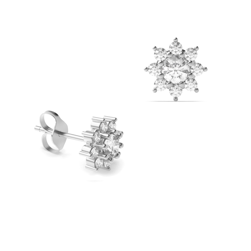 prong setting round shape flower style diamond stud earring(5 MM X 5 MM)