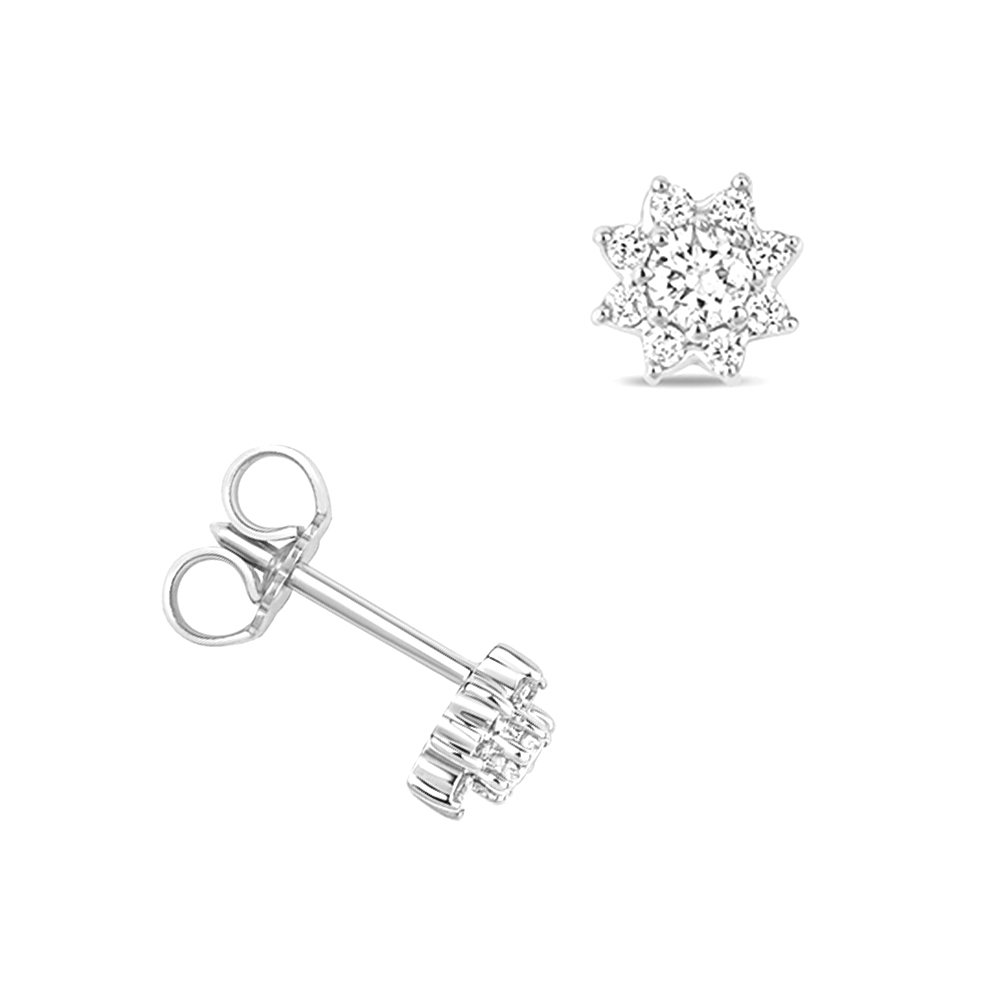 prong setting round shape flower style diamond stud earring(5 MM X 5 MM)