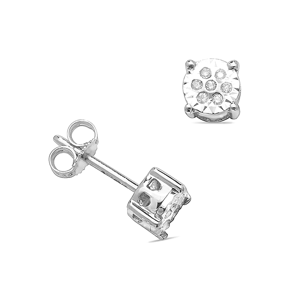 round shape button style diamond stud earring