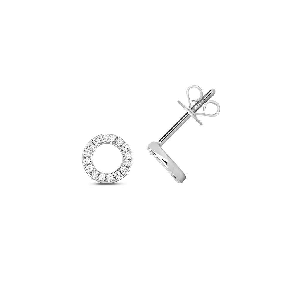 round shape circle style diamond stud earring