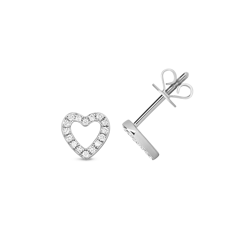 Buy Round Shape Heart Style Diamond Stud Earring - Abelini