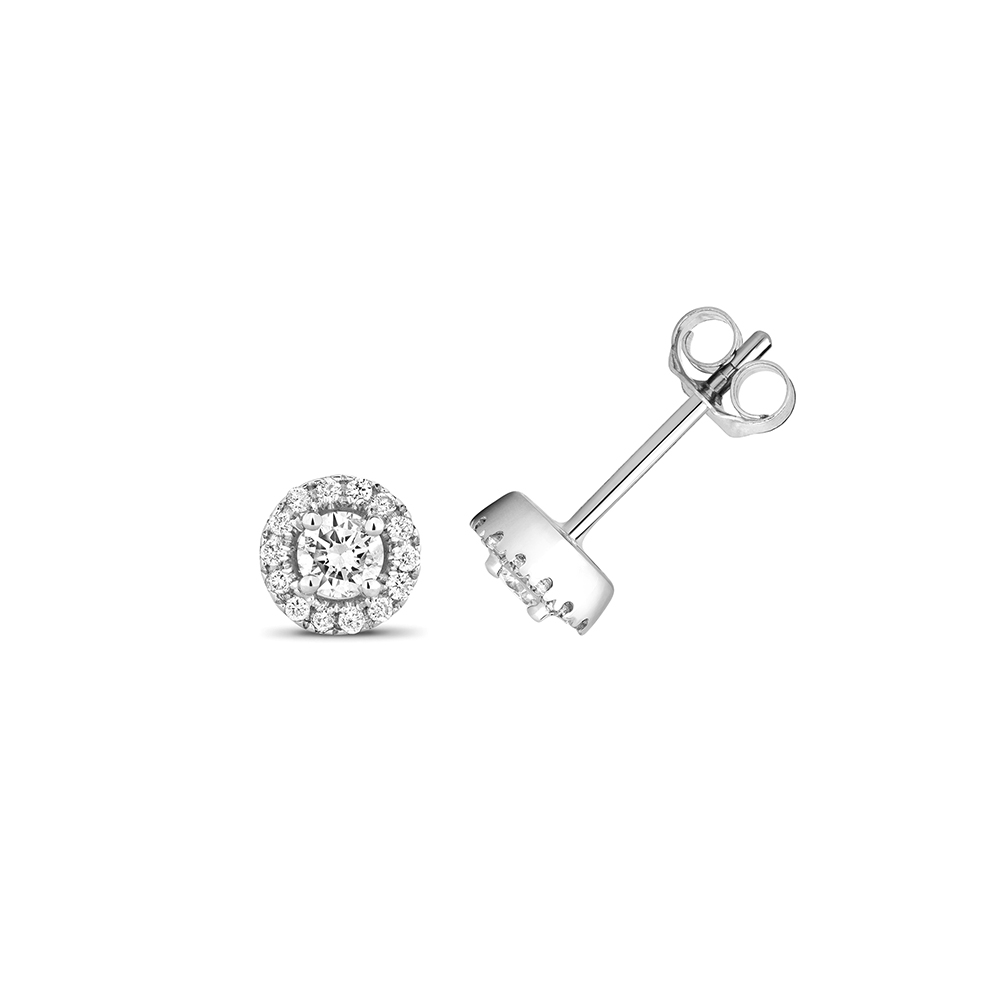 round shape diamond cluster earring