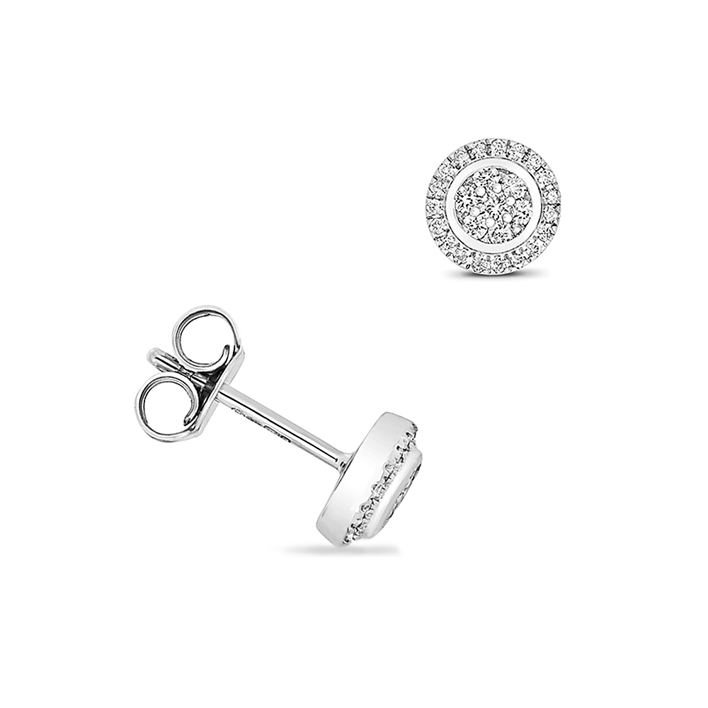 prong setting round shape diamond halo earring