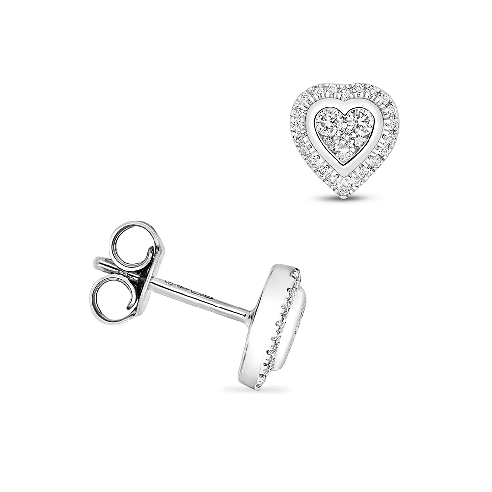 prong setting round shape heart style diamond halo earring